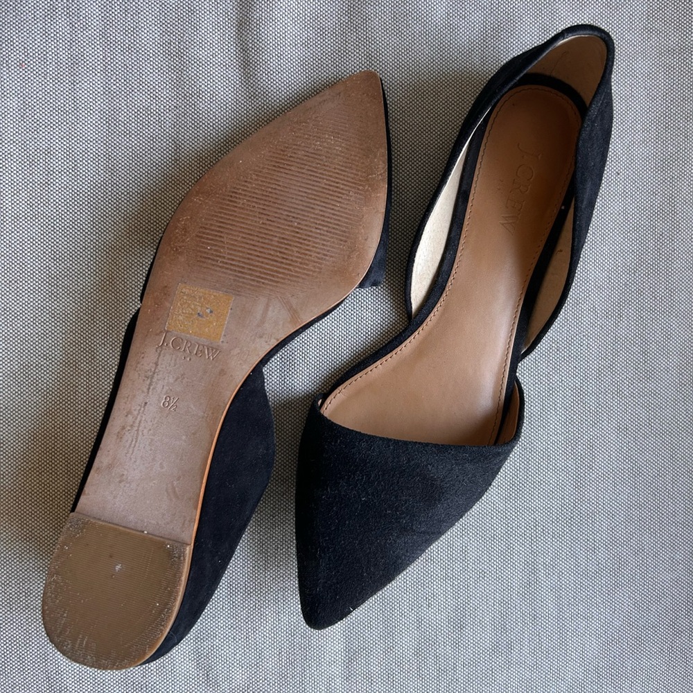 J. Crew Zoe Black Pointed D'Orsay Flats - Worn Once - Picture 3 of 3
